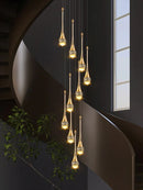 Axyaa Modern Crystal Villa Staircase Chandelier for Living Room, Loft, and Restaurant