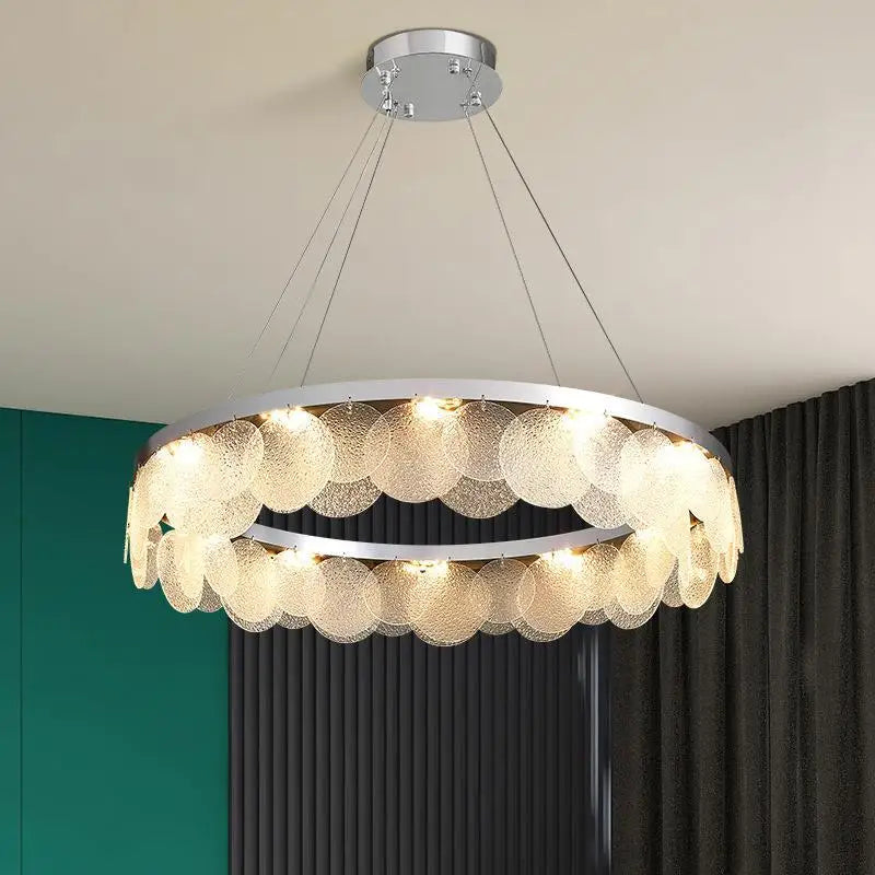Axyaa Chrome Steel Ceiling Chandelier Modern LED Ceiling Lights