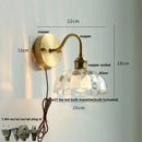 Axyaa Crystal LED Wall Sconce: Modern Nordic Pull Chain Brass Bathroom Light