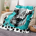 Axyaa Highland Cow Flannel Fleece Blanket - Cozy Soft Throw for Bed, Sofa, Office