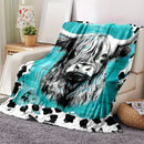 Axyaa Highland Cow Flannel Fleece Blanket - Cozy Soft Throw for Bed, Sofa, Office