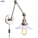 Axyaa Industrial LED Wall Light Clear Glass Vintage Adjustable Long Arm Fixtures