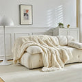 Axyaa Cozy Lamb Fleece Sofa Blanket in Creamy Solid Color
