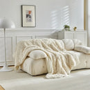 Axyaa Cozy Lamb Fleece Sofa Blanket in Creamy Solid Color