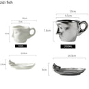 Axya Couple Kiss Ceramic Tea Coffee Cup Saucer Set Milk Mugs Drinkware