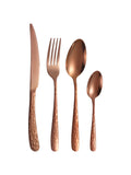 Axyaa Rose Gold Stainless Steel Tableware Set - 24pcs, Steak Knife, Dinner Fork, Soup Spoon, Tea Spoon