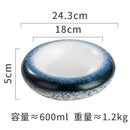 Axyaa Ceramic Concave Soup, Dessert, Sushi Plate - Retro Creative Design
