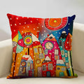 Axyaa Scenic Illustration Cushion Cover 45x45cm for Home Art Decoration