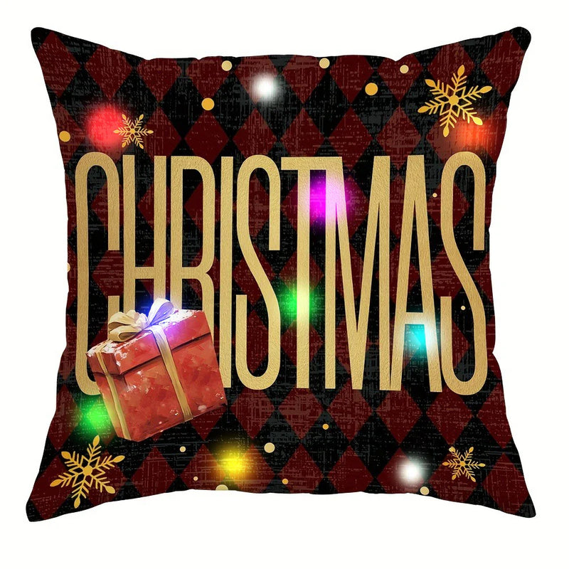 Axyaa Black Santa Claus LED Light Pillowcase for Merry Christmas Party Home Decor