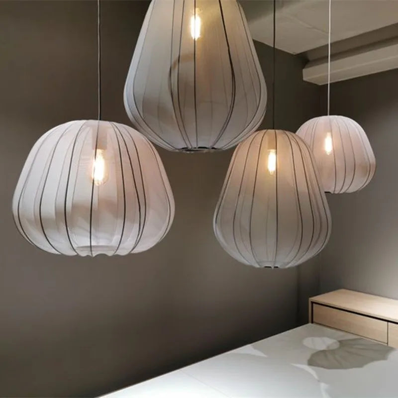 Axyaa Wabi Sabi Silk Lantern Pendant Lamp for Home and Restaurant Lighting