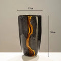 Axyaa Black Crack Glass Flower Vase - Modern Terrarium Room Floral Arrangement