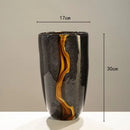 Axyaa Black Crack Glass Flower Vase - Modern Terrarium Room Floral Arrangement