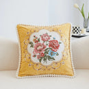 Axyaa Chenille Vintage Ivory Floral Embroidered Throw Pillow Cover