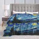 Axyaa Starry Night Flannel Galaxy Blanket - Lightweight Multi-function Sofa Throw