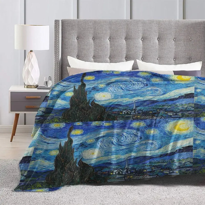 Axyaa Starry Night Flannel Galaxy Blanket - Lightweight Multi-function Sofa Throw