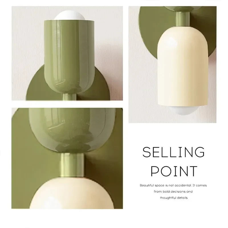Axyaa Nordic LED Wall Lamp: Modern Macaron Sconces for Bedroom, Study, Living Rooms.