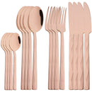 Axyaa 16-Piece Black Stainless Steel Cutlery Set for Western Dining