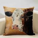 Axyaa Cattle and Sheep Cushion Cover for Home Decor - 45x45cm Linen Pillow