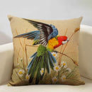 Axyaa Bird Parrot Sofa Cushion Cover 45x45cm Linen Pillowcase for Home & Hospitality