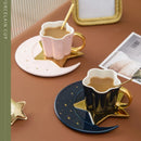 Axyaa European Moon Stars Ceramic Coffee Cup Saucer Office Tea Gift Home Decor