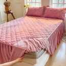 Axyaa Rabbit Velvet Bed Skirt - Simple Solid Color, Double Spell, Autumn and Winter
