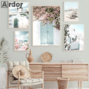 Axyaa Floral Beach Landscape Canvas Painting Nordic Modern Wall Art for Home Decor