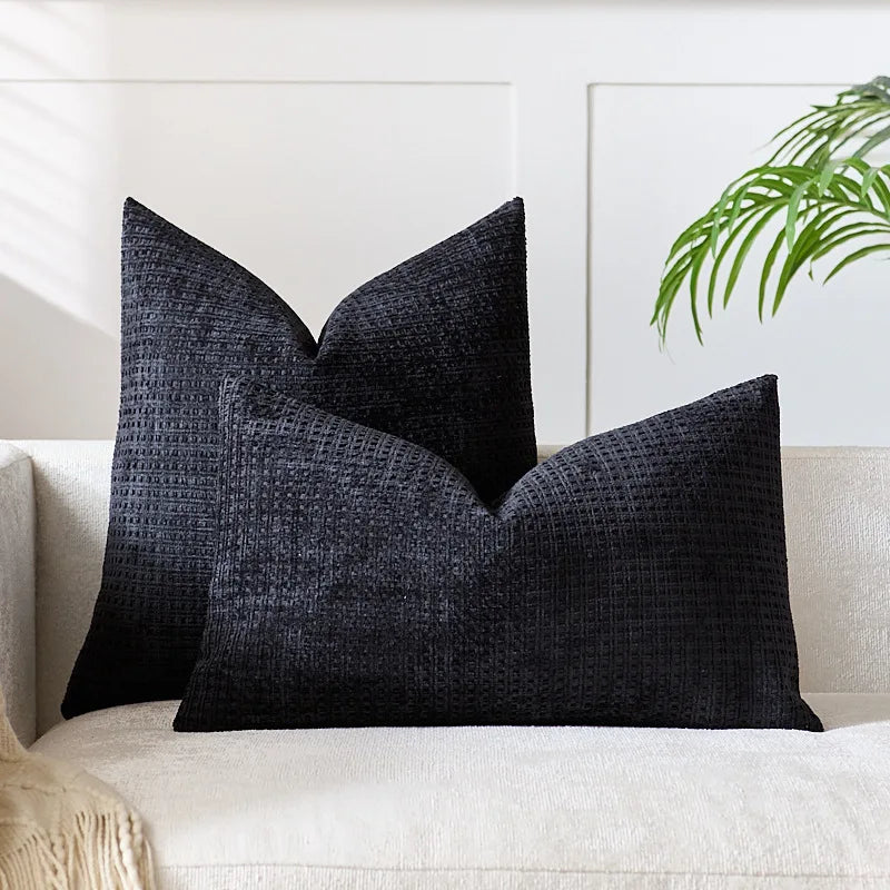Axyaa Chenille Cushion Cover Solid Color Elegant Square 45x45cm 50x50cm