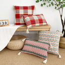 Axyaa Plaid Cotton Linen Holiday Throw Pillowcase for Home Sofa Decor