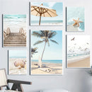 Axyaa Beach Vibes Canvas Poster: Starfish Shell Palm Tree Wall Art Print