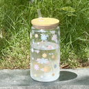 Axyaa Daisy Cherry Blossom 16oz Reusable Cup with Straw Lid, Durable Drinkware