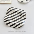 Axyaa Striped Minimalist Breakfast Plate - Modern Irregular Western Food & Dessert Plate