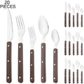 Axyaa Wooden Handle Stainless Steel Cutlery Set - 30pcs Flatware Tableware