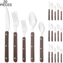 Axyaa Wooden Handle Stainless Steel Cutlery Set - 30pcs Flatware Tableware
