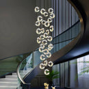 Axyaa Modern Crystal Chandelier Stair Pendant Lamp Living Room Lighting