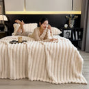 Axyaa Rabbit Plush Coral Fleece Blanket - Soft & Warm Sofa Throw Blanket