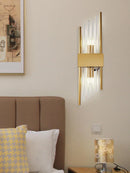 Scand-Am Axyaa Glass Brass LED Wall Lamp with Color Changing Lustre