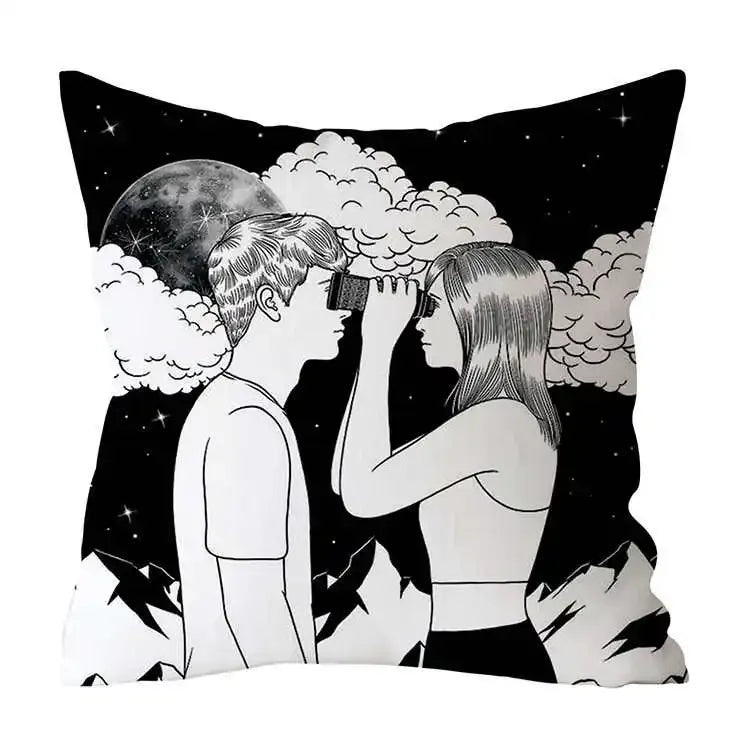 Axyaa Art Pattern Throw Pillow Case for Home Sofa Seat Room Decor