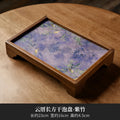 Axyaa Bamboo Flower Tea Tray Cake Rack Teaware Storage Board Tea Furniture