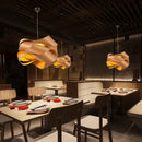 Axyaa Wooden Skin Pendant Lamp: Modern LED Decor Chandelier for Bedroom, Restaurant, Aisle