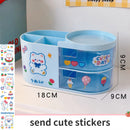 Axyaa Desktop Organizer Drawer, Transparent Plastic Multifunction Pen Holder Cute Design