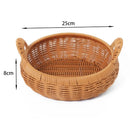 Axyaa Boho Rattan Storage Tray: Woven PP Wicker Basket Snack Plate for Coffee Shop