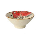 Axya Hand-Painted Bamboo Hat Bowl 5 Inch High Foot Ceramic Bowl