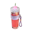 Axyaa Glass Straw Water Bottle for Girls, Large Capacity Ice Cup with Lid