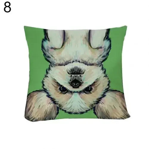 Axyaa Watercolor Dog Print Linen Pillow Cover 45X45CM