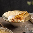 Axyaa Golden Grid Ceramic Salad Bowl - Nordic Style High-end Tableware