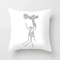Minimalist White Pillow Cover - Axyaa Portrait Sketch Nordic Cushion