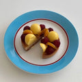 Axyaa Bright Blue Red Line Dining Plate: Elegant French Dish for Your Table