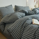Axyaa Luxury Cotton Stripe Duvet Cover Set - Yarn-Dyed Bedding Set