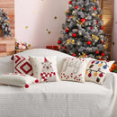 Embroidered Axyaa Joy Bear Christmas Cushion Cover Pillow Case Red Festive Decor