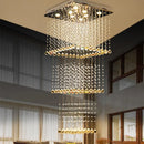 Axyaa Luxury Crystal Teardrop Chandelier for Long Stair Pendant Light